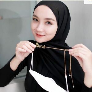 (BISA COD) PROMO! KONEKTOR HIJAB NAMA GOLD TITANIUM FASHION WANITA LAPIS EMAS ASLI