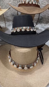 หมวกคาวบอย+สายคาดเปลือกหอยขาว แต่งด้วยเปลือกหอยขาวสุดหรู ปีกกว้างกันแดดได้ดี ระบายอากาศเยี่ยม 05-X4_08