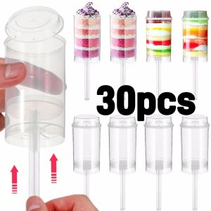 30Pcs Plastic Push Pop Cake Shooters with Lids Transparent Push-Up Ice Cream Containers for Kitchen Party Desserts Baking Tools