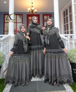 AC 0riginal Arumi Couple | Gamis Ibu dan Anak Perempuan | Gamis Premium Set Jibab Segi Empat | Gamis Lebaran