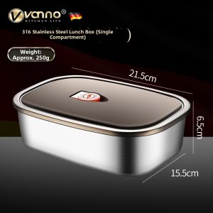 VONNO | Stainless Steel 316 Microwave-safe Bento Lunch Box Sealed Storage Container