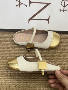 Summer Casual Gold Childrens Sandals Half Slippers Outdoor Soft Bottom Girls Slip-On Shoes Synthetic Leather Flat Heel Sandals