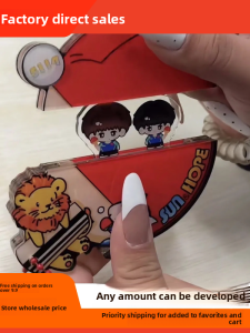 Creative Acrylic Pullable Keychain Backpack Decoration Cute Drawstring Egg French Fries Design Festival Gift Supplies