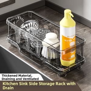 MENGMIAN | Transparent Kitchen Faucet Mount Dish Rack