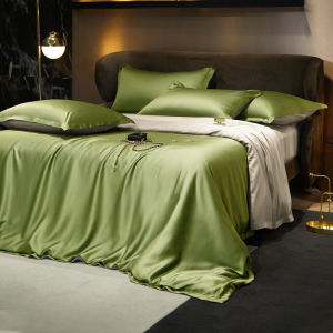 Luxurious Summer Silk Four-Piece Bedding Set Elegantly Simple Design Cool Touch Feel Premium Lyocell Fabric Made in China