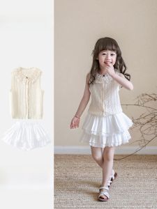Princess Style Summer Outfit Set for Girls Baby Fashionable Two-Piece Vest Set Little Girl Summer Clothes Korean Version Kids Clothing