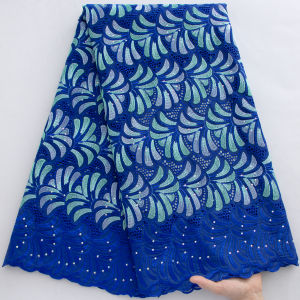 African Swiss Voile Lace Fabric Pink Blue Floral Embroidery Cotton With Stones 2026 High Quality Nigerian Dry Lace For Party Dre