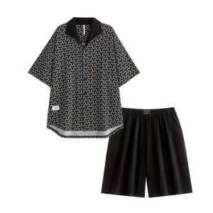 yuenei | YueNei Old Money Style Cotton Pajamas Men Summer Lightweight Short Sleeve Shorts Home Clothes Large Size Casual High End Feel