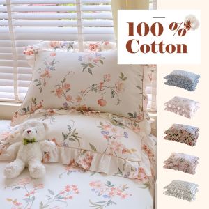 Dansunreve ชุด48x7ผ้าฝ้ายปลอกหมอนคอตตอนพรีเมี่ยม2ชิ้นชุดเครื่องนอนผ้าฝ้ายปลอกหมอน4ซม. มีระบายหมอนลายดอกไม้ปลอกหมอนหมอนอิงปลอกหมอน18X28