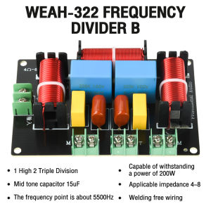 Aideepen | 3-Way 200W 5500Hz / 5300Hz Frequency Divider DIY Speaker Filter Circuit Home Theater Hifi Stereo Audio Crossover Filters