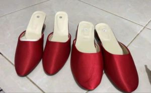 selop pengantin polosan set cewek cowok.sepatu besan  polosan