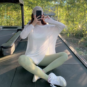 Sports Yoga Sun Protection Cover up Women Thin Summer Cami Outdoor Long Hip Covering Hollow T-shirt Mesh Top