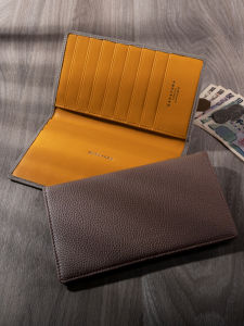 Handmade Long Leather Wallet Large Capacity Card Holder for Men And Women Business OL Style Pure Color Horizontal Shape