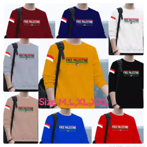Sale Sweater Keren Crewneck Kaos Pria Trendy Sweatshirt Kasual Sweter Cowok We Are Palestine Keren