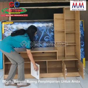 Distrindo - Meja Rak TV Minimalis TEBAL Mewah Murah dengan Lemari Rak Serbaguna