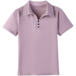 Pure Cotton Short Sleeve Polo Shirt Womens Casual Loose Top Ladies Collared Stylish Summer T-Shirt Korean Style Commute