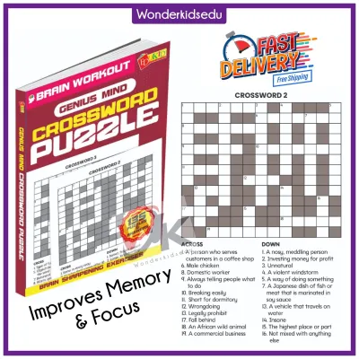 Brain Workout Crossword Puzzle Kids - Adults - Genius Mind - Puzzle Brain - Word Game - Brain Boosting Word Search