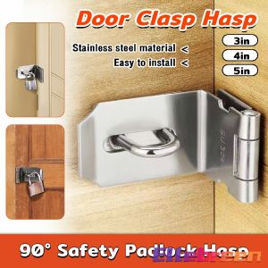 90 Degree Padlock Hasp Stainless Steel Security Door Clasp Hasp Lock Latch 3"/4"/5"