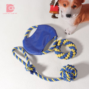 Durable Cotton Rope Dog Toy Ball Pet Teeth Cleaning Teeth Grinding Toy Double Knot Rope Teeth Brushing for Puppies And Dogs