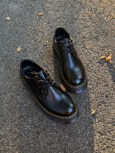 OCAA British Style round Toe Thick Heel 3 Eyelet Derby Cleanfit Casual Versatile Platform Shoes for Men And Women