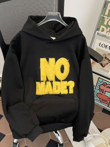 เสื้อฮู้ดขนแกะทรงหลวมสไตล์อเมริกันสำหรับผู้ชาย ฤดูใบไม้ผลิและฤดูใบไม้ร่วง เสื้อแจ็คเก็ตคู่คุณภาพสูงพร้อมตัวอักษร แขนยาว ปกติ