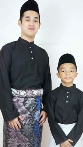 PG2 Brand Sempurna Baju Melayu Dewasa Sepasang Warna Black Baby Blue Mint Green White Modern Slim Fit Cotton Baju Raya BMC