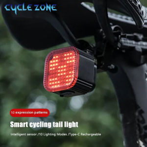 Smart Bike Tail Light Bicycle Brake Sensor Rear Light TYPE-C Rechargeable Intelligence MTB Road Cycling Lamp for Night Riding ﻿