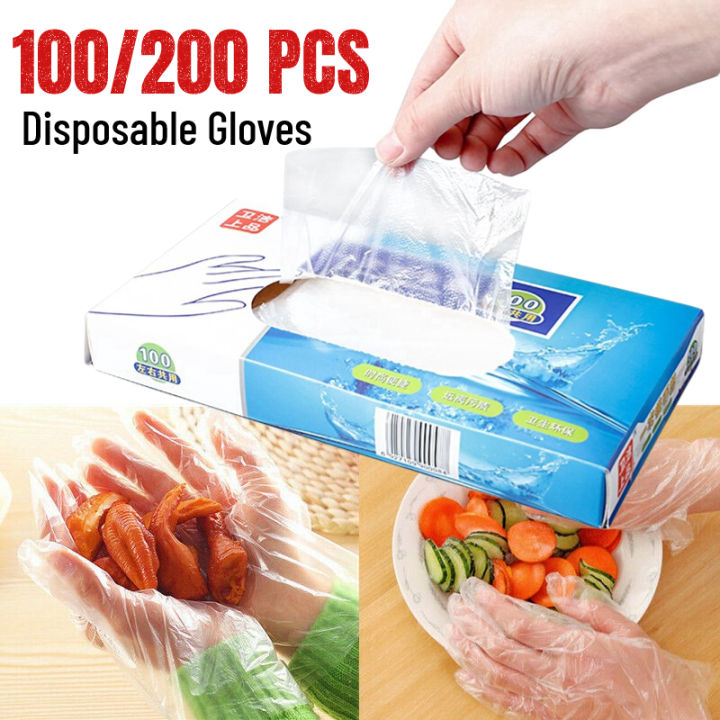 Disposable Food Safe Textured Blue PE Plastic Polythene Gloves - View #6