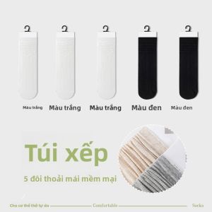 MiiOW | Tất dài màu xám cho nữ MiiOW thoáng khí chống mùi không xương cotton dài đến giữa bắp chân tất cotton đa năng