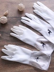 1Pair PVC Rubber Gloves Multifunctional Anti-slip Flexible Kitchen Washing Cleaning Gloves