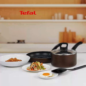 Tefal เซ็ตเครื่องครัว 4 ชิ้น Day By Day ก้นอินดักชั่น ประกอบด้วย กระทะก้นแบน ขนาด 24 ซม. + หม้อด้าม ขนาด 18 ซม.+ฝา + ตะหลิว รุ่น G143S495