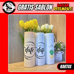 SOUVENIR BOTOL MINUM SABLON KAKTUS FREE CUSTOM DESAIN BANYAK PILIHAN