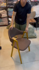 Yali Home Luxury Dining chair home and office furniture restaurant coffee shop(1pc Chair) steel and Leather