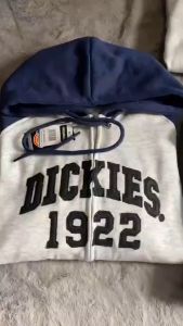 Jaket Hoodie Zipper DICKIES 1922 Kombinasi Texs Bordir Pria Wanita Premium Quality Tebal