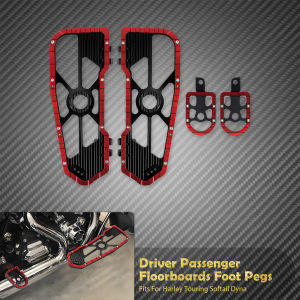 Mactions | Motorcycle Driver Floorboards Passenger Footpegs Front Rear Footrest For Harley FL Softail Fat Boy 86-2017 FLD 12-2016 Touring