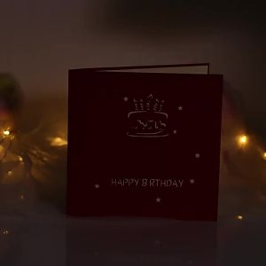 3D Happy Birthday Card Cake Musical Light Greeting Card Creative for Birthday Party Decorations 音乐祝福卡