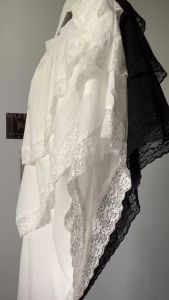 Đen/ Trắng Sẵn quần Cotton dày đẹp viền ren Chân váy maxi 3 tầng vạt chéo lưng chun co giãn gợi cảm cá tính dễ thương ZICO SKIRT