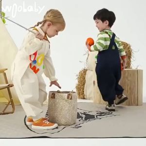 WooBaby ชุดเอี๊ยมขาสั้นสำหรับเด็ก12เดือน-8ปี เอี๊ยมเด็กน้อยสุดแนวไม่ซ้ำใคร เนื้อผ้าดี ระบายอากาศได้ดี