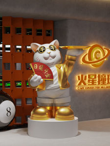 Large Standing Lucky Cat Decoration Opening Gift Craft for Friends Business Opening Resin Material Luxury Style Home Decor