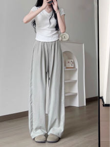 Quần Ống Rộng Thể Thao Màu Trắng Cho Nữ Mùa Hè Mỏng Cạp Cao Rộng Rãi Thường Ngày Nhỏ Gọn Khô Nhanh