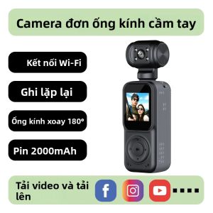 Máy Quay Vlog Bỏ Túi 4K Hai Ống Kính Ghi Hình Di Động Với WiFi 180 Độ °   Camera Hành Động Thể Thao Chống Rung Có Thể Xoay Được