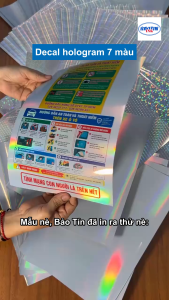 Decal Hologram A4 xấp 20 tờ in phun decal ánh 7 màu có keo nhiều họa tiết in tem nhãn sticker lấp lánh