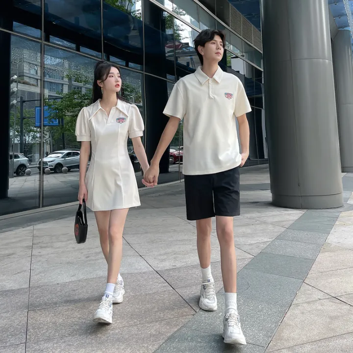 Polo%20Collar%20Bubble%20Sleeve%20Womens%20Korean%20Style%20High%20Waist%20Short%20Skirt%20Couple%20Matching%20Cotton%20Knitted%20Summer%20Dress%20-%20Image%205