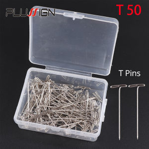 T Pins For Wigs 50 Pieces Stainless Steel T-Pins 38Mm/1.5Inch For Blocking Knitting Modelling And Crafts 1 Plastic Box