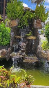 ม่านน้ำตกหินธรรมชาติออกแบบได้สวยงามเสียงน้ำกังวาลเเสริมมงคงน้ำตกหน้าบ้านน้ำตกฮวงจุ้ยน้ำพุ