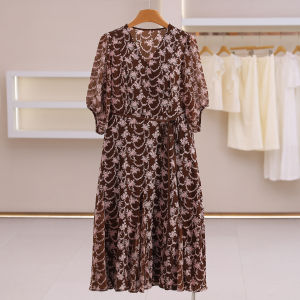 Retro V-neck Tie Dress Summer Womens Wear