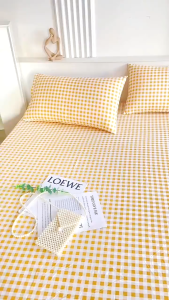 3 in 1 Korean Pastel Checkered Bedsheet Fully Checkered Bedsheets (With Complimentary 2 pillowcase)