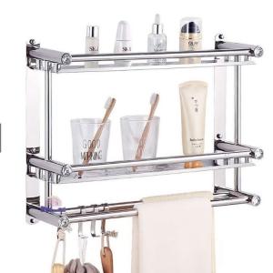 Rak Kamar Mandi Tilet Susun Stainless Premium Handuk Dinding Shampoo Sabun Serbaguna Multifungsi