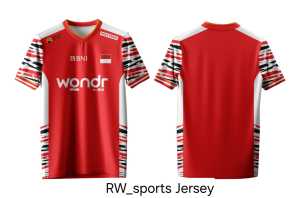 JERSEY BADMINTON MERAH BAHAN DRYFIT FULL PRINTING GRATIS NAMA DAN NOMOR PUNGGUNG