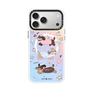 Asina | Cute Dachshund Cartoon Shockproof Magnetic Changing Color 17 Pro Max Phone Case